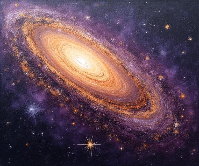 Detailed purple and gold nebula painting