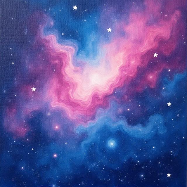 A vibrant student acrylic painting of a nebula